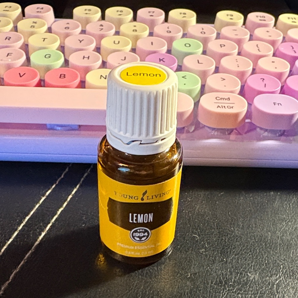 Young Living Lemon Oil in Yellow and White
